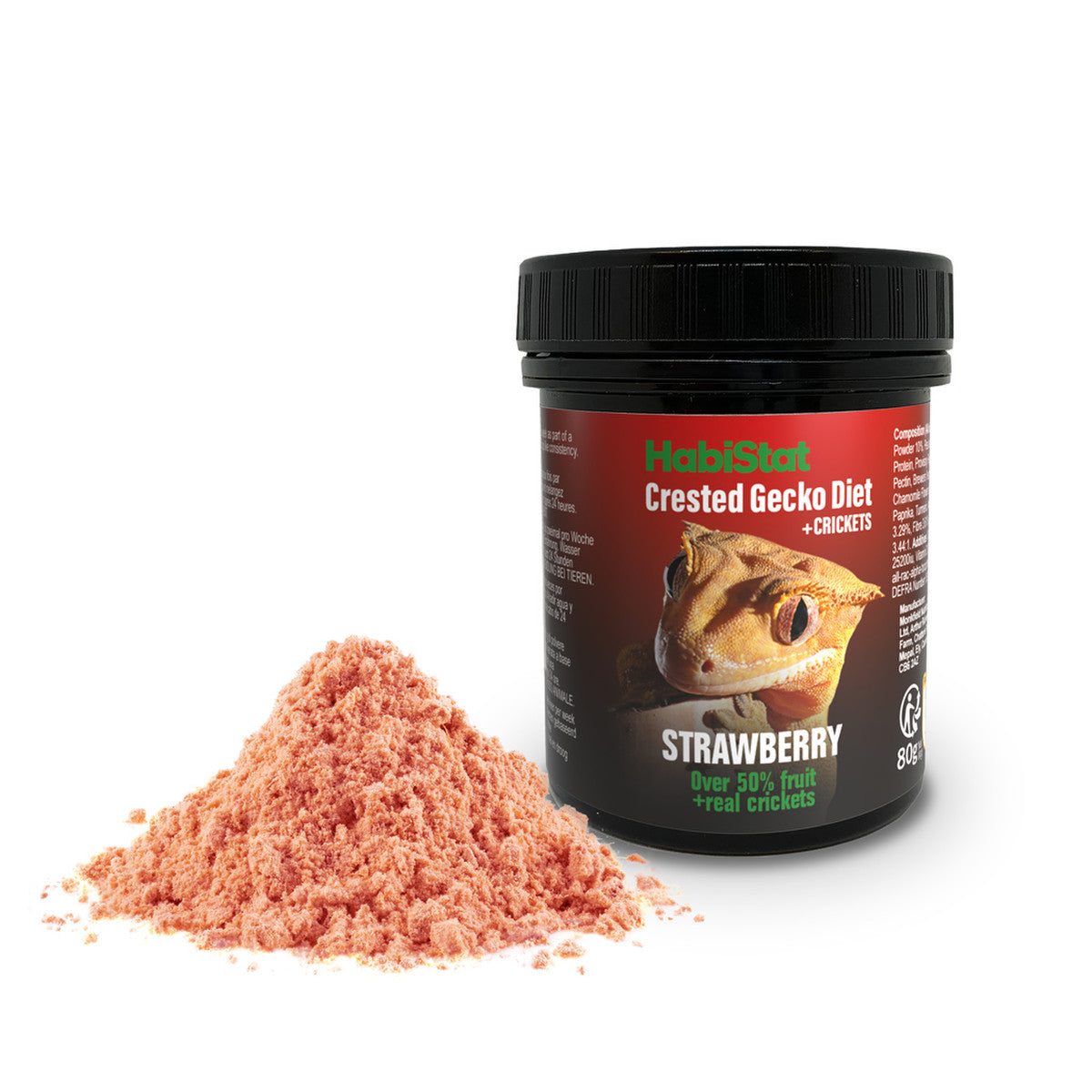 Habistat Crested Gecko Diet Strawberry With Crickets 80g